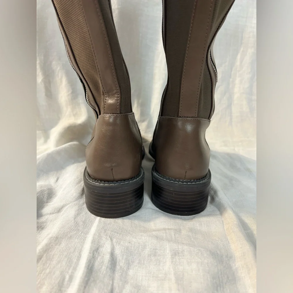 Brown Knee-High Zipped Boots - Picture 6 of 16